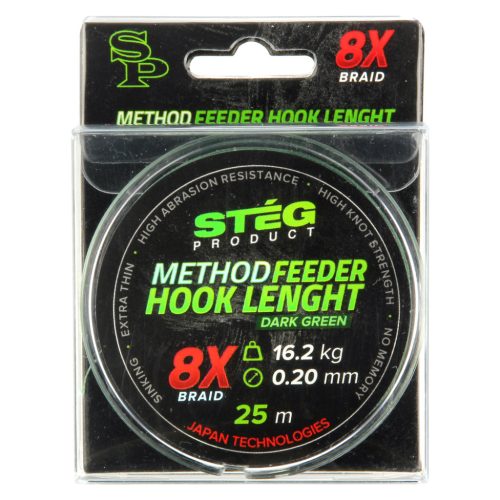 Stég Method Feeder 8 Szálas Fonott Előkezsinór 0.10mm, 25m, 6.5kg