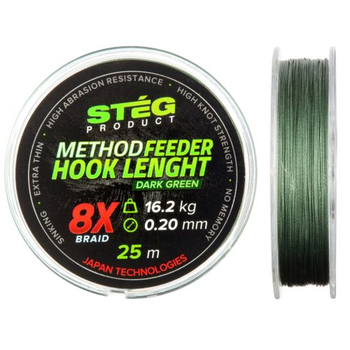 Stég Method Feeder 8 Szálas Fonott Előkezsinór 0.10mm, 25m, 6.5kg