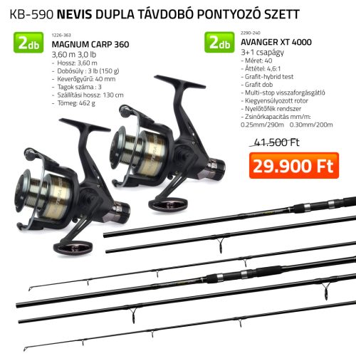 Dupla Távdobó pontyozó szett  2x 1226-363+ 2x  2545-450