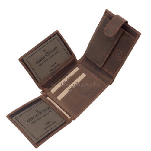 GreenDeed férfi pénztárca vadászbőr barna