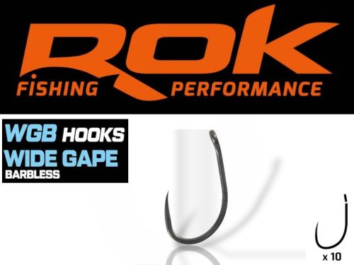 ROK WIDE GAPE Barbless szakáll nélküli teflon horog, 4-es méret