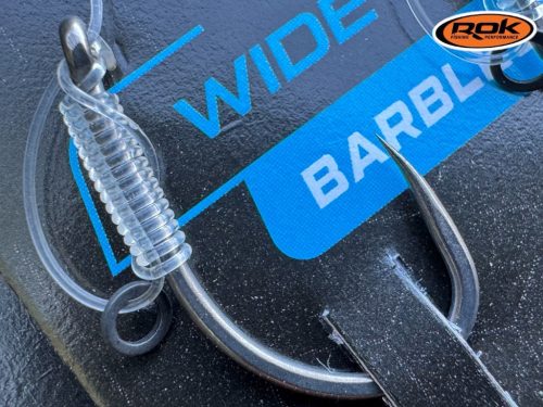 ROK D-RIG Wide Gape Barbless - 2db/csomag - előkötött szakáll nélküli horog - 8 - 0,32mm
