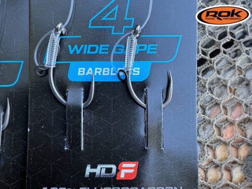 ROK D-RIG Wide Gape Barbless - 2db/csomag - előkötött szakáll nélküli horog - 6 - 0,35mm