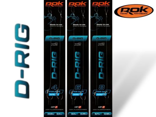 ROK D-RIG Wide Gape Barbless - 2db/csomag - előkötött szakáll nélküli horog - 4 - 0,40mm